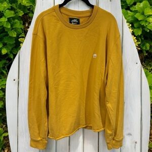 Roots Mustard Yellow Crewneck Sweatshirt with Raw Hem Men’s Size XL